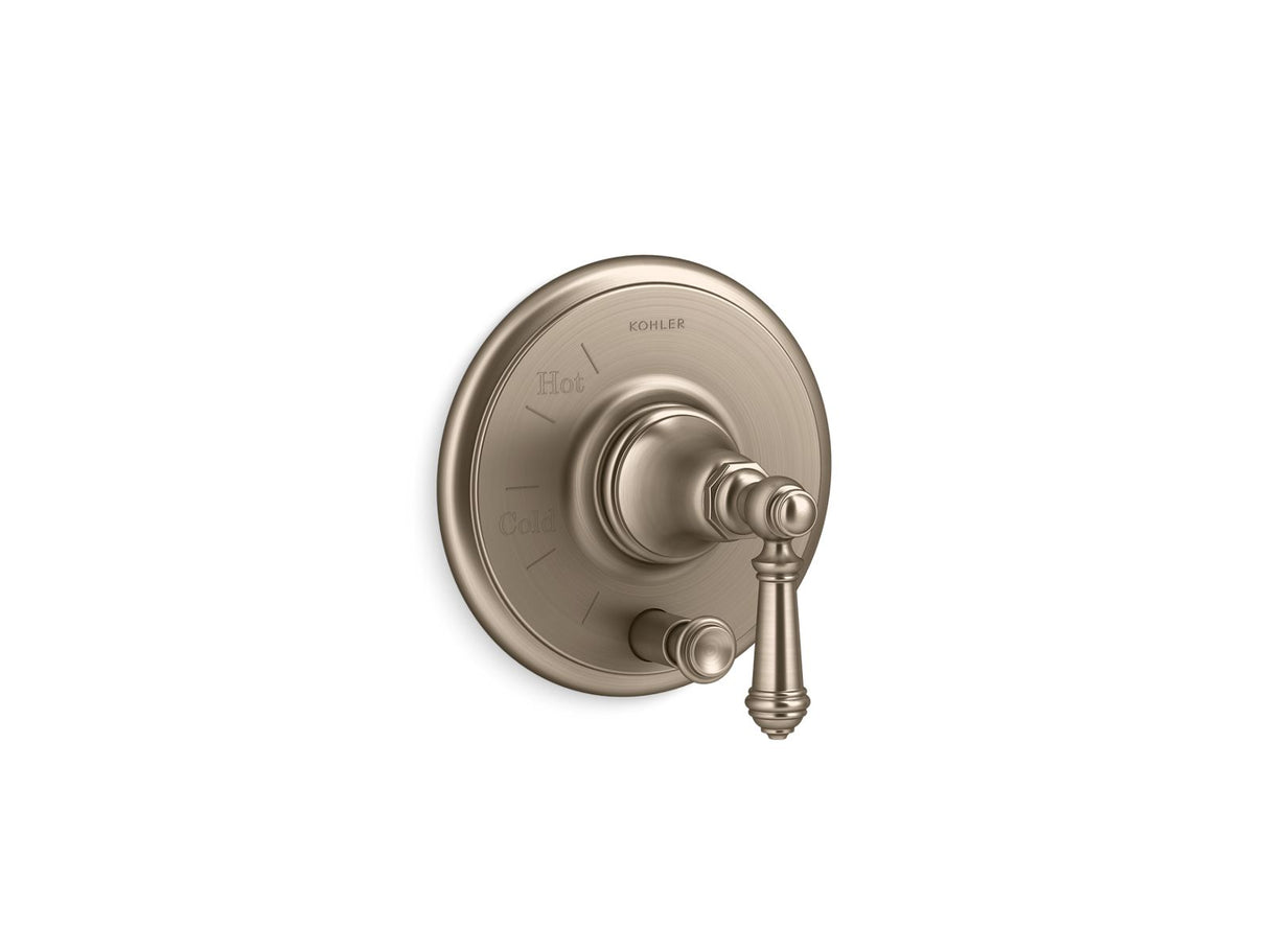 Artifacts® Rite-Temp® valve trim with push-button diverter and lever handle
