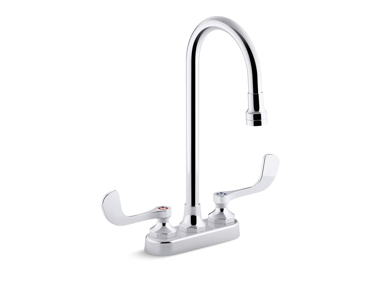 Triton® Bowe® 0.5 gpm centerset bathroom sink faucet with laminar flow, gooseneck spout and wristblade handles, drain not included