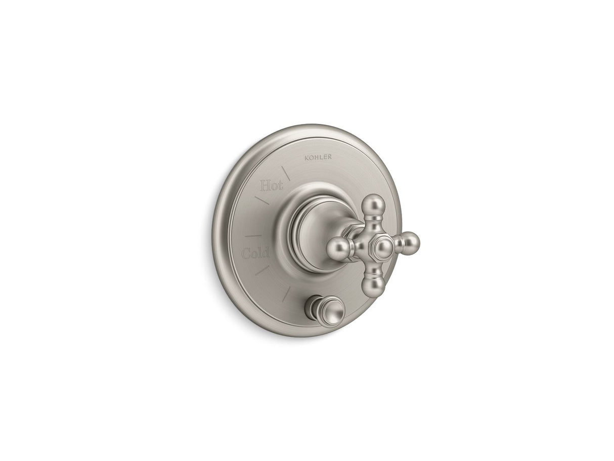 Artifacts® Rite-Temp® valve trim with push-button diverter and cross handle