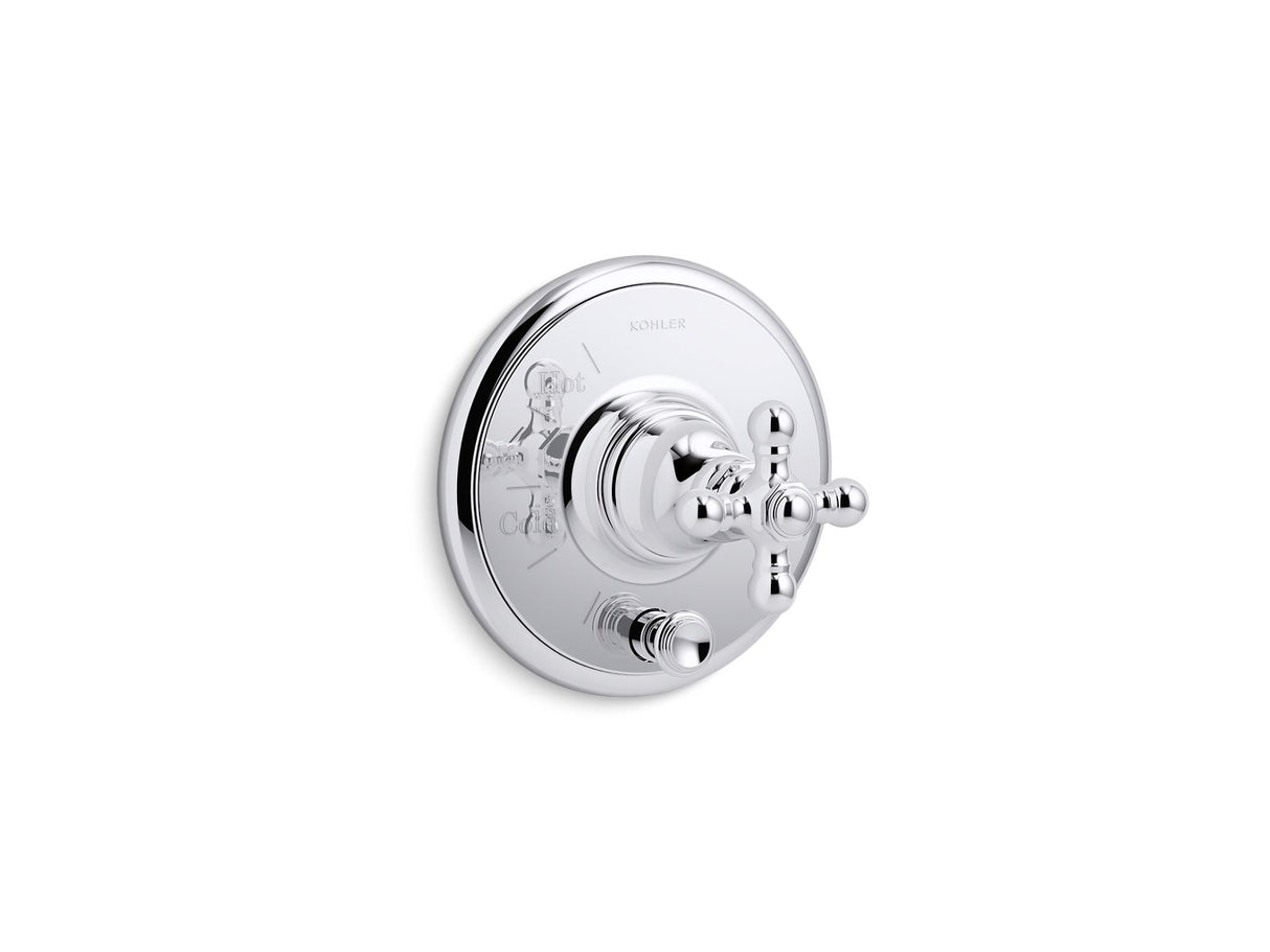 Artifacts® Rite-Temp® valve trim with push-button diverter and cross handle