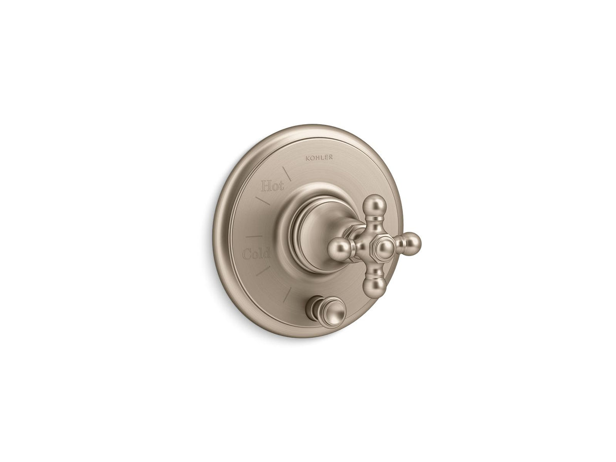 Artifacts® Rite-Temp® valve trim with push-button diverter and cross handle