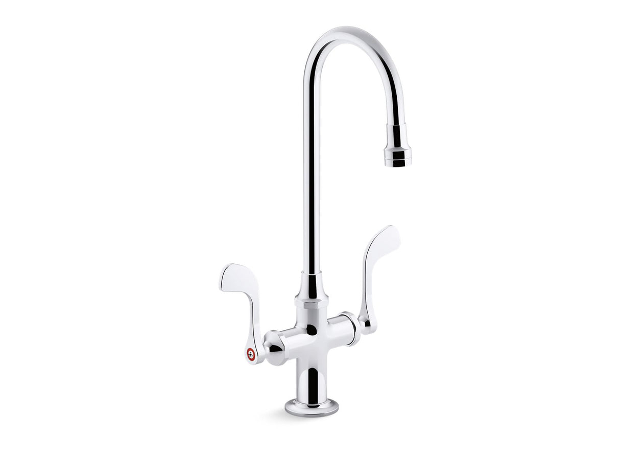 Triton® Bowe® 0.5 gpm monoblock gooseneck bathroom sink faucet with laminar flow and wristblade handles, drain not included