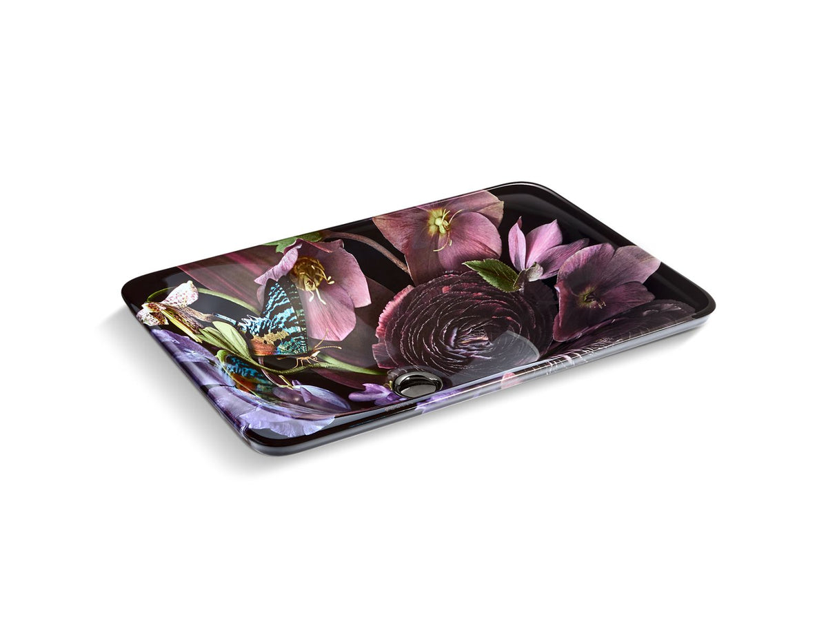 Dutchmaster Midnight Floral™ Carillon® 21-1/4" rectangular drop-in bathroom sink, no overflow