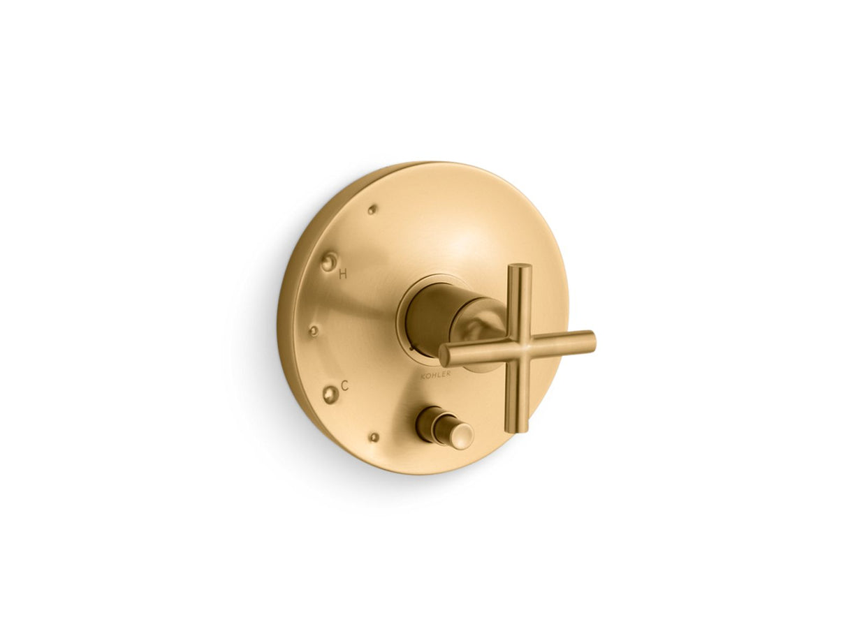 Purist® Rite-Temp® valve trim with push-button diverter and cross handle