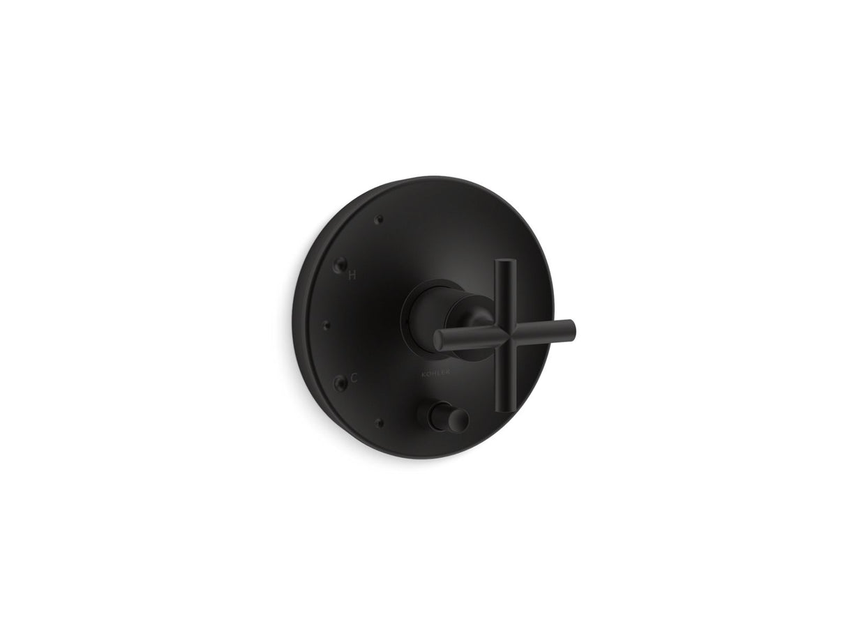 Purist® Rite-Temp® valve trim with push-button diverter and cross handle