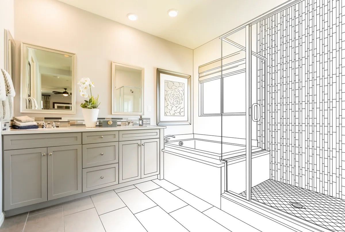 Renovated master bathroom interior
