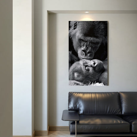 Large abstract canvas wall art hung above a sofa in a modern Canadian living room