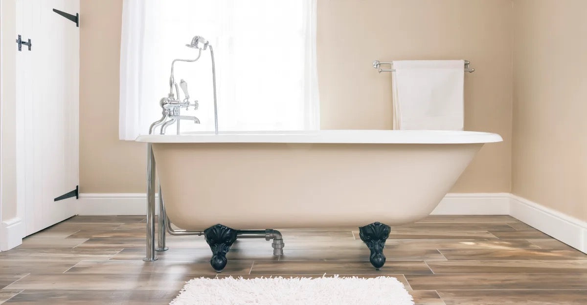 Freestanding bathtub in a contemporary bathroom