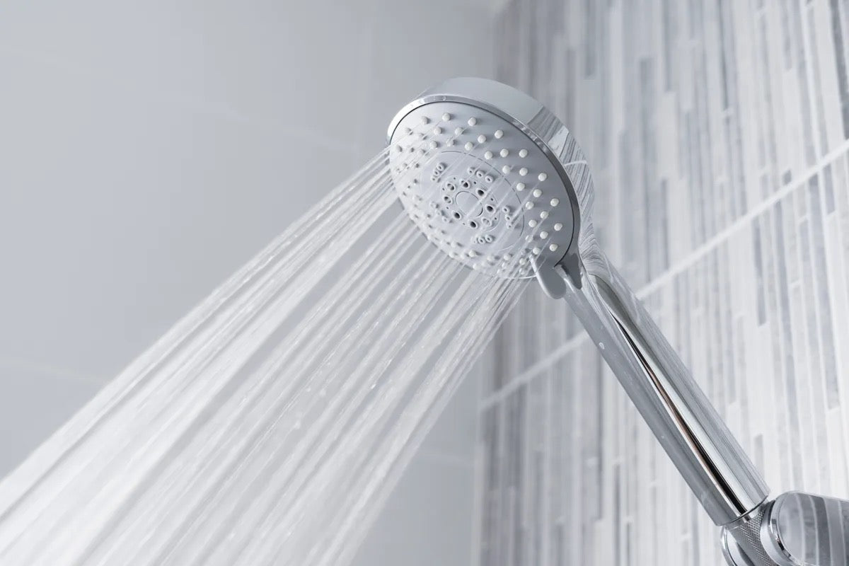 Water running from a shower head