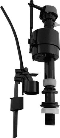 Wall-mounted thermostatic shower valve trim with separate temperature and volume handles in a tiled shower