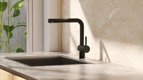 Contemporary kitchen counter and faucet