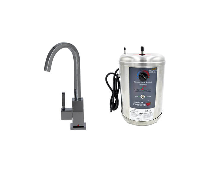 Hot Water Faucet with Contemporary Square Body & Little Gourmet® Premium Hot Water Tank