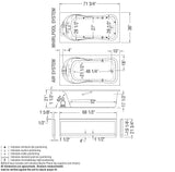 Topaz 7236 Acrylic Alcove End Drain Bathtub in White