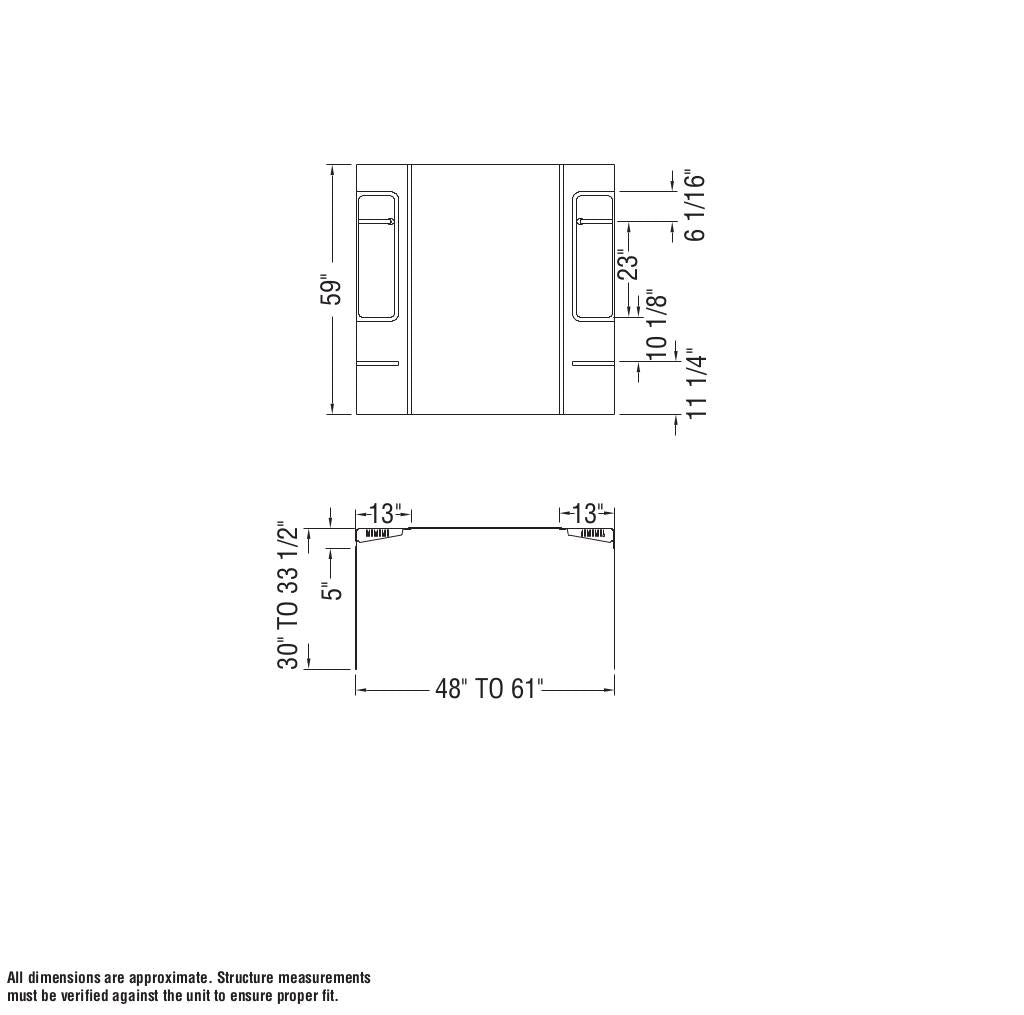 Finesse 59 61 x 34 Acrylic Glue up Five-Piece Tub Wall Surround in White