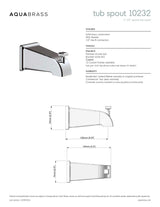 5 1/2" square tub spout with diverter