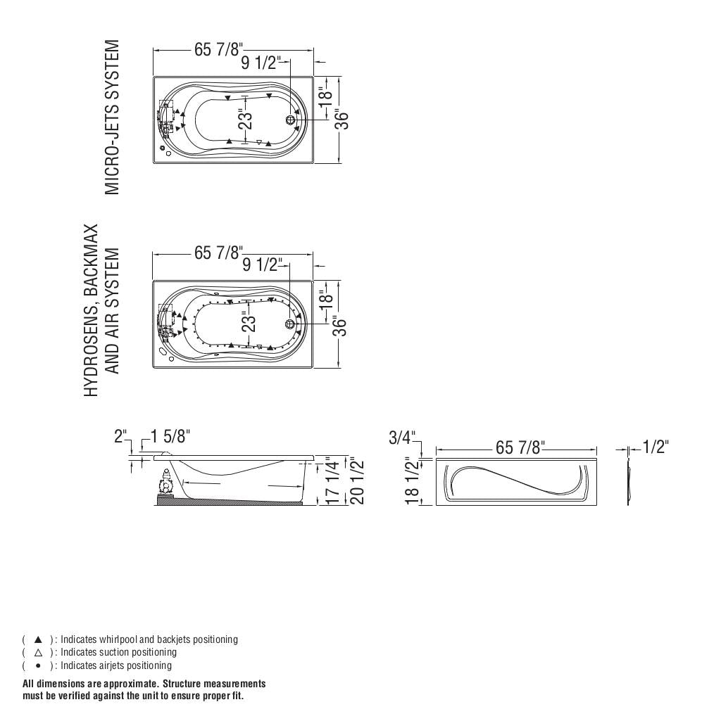 Cocoon 6636 Acrylic Drop-in End Drain Bathtub in White