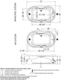 Living 7242 Acrylic Drop-in Center Drain Bathtub in White