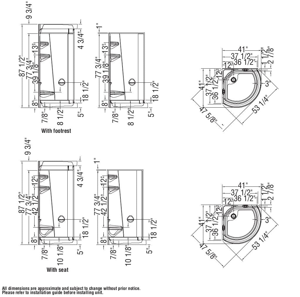 Freestyle 37 Round 37 x 37 Acrylic Corner Center Drain Two-Piece Shower in White