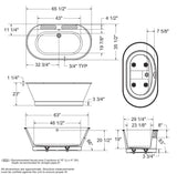 Brioso 6636 AcrylX Freestanding Center Drain Bathtub in White with White Skirt
