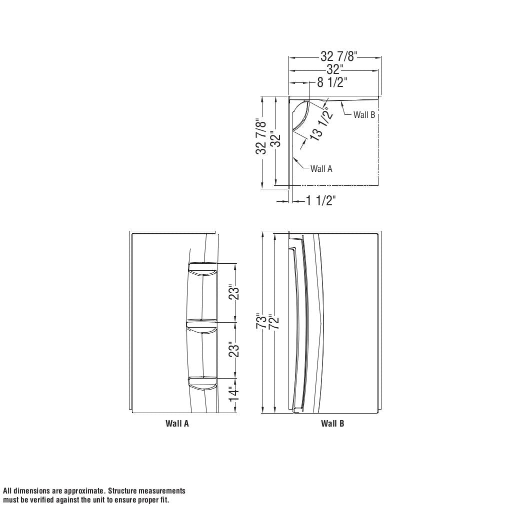 32 x 72 in. Acrylic Direct-to-Stud Two-Piece Wall Kit in White