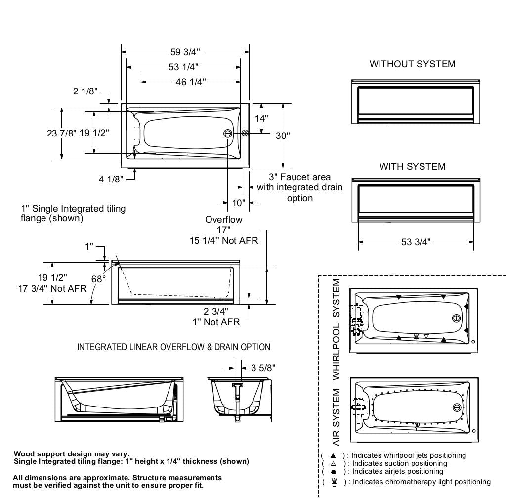 Exhibit 6030 IFS Acrylic Alcove Left-Hand Drain Bathtub in White