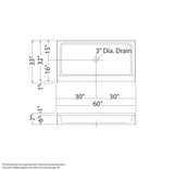 Finesse Base 60 x 32 AcrylX Alcove Shower Base with Center Drain in White