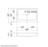 Finesse Base 48 x 32 AcrylX Alcove Shower Base with Center Drain in White
