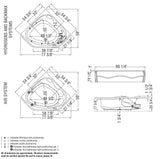Murmur 5555 Acrylic Corner Center Drain Bathtub in White