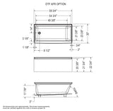 Rubix 6030 AFR DTF Acrylic Alcove Left-Hand Drain Bathtub in White
