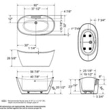 Delsia 6032 AcrylX Freestanding Center Drain Bathtub in White with White Skirt