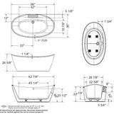 Delsia 6636 AcrylX Freestanding Center Drain Bathtub in White with White Skirt