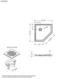 Neo-Angle Base 40 Acrylic Corner Left or Right Shower Base with Corner Drain in White