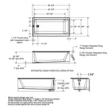 Bosca 6030 IFS AFR Acrylic Alcove Left-Hand Drain Bathtub in White