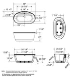 Emica 5832 AcrylX Freestanding Center Drain Bathtub in White with White Skirt