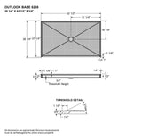 Outlook Base 6238 AcrylX Alcove Shower Base with Center Drain in White