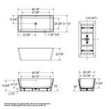 Nakuru 67 x 31 Acrylic Freestanding Rectangular Center Drain Bathtub in White