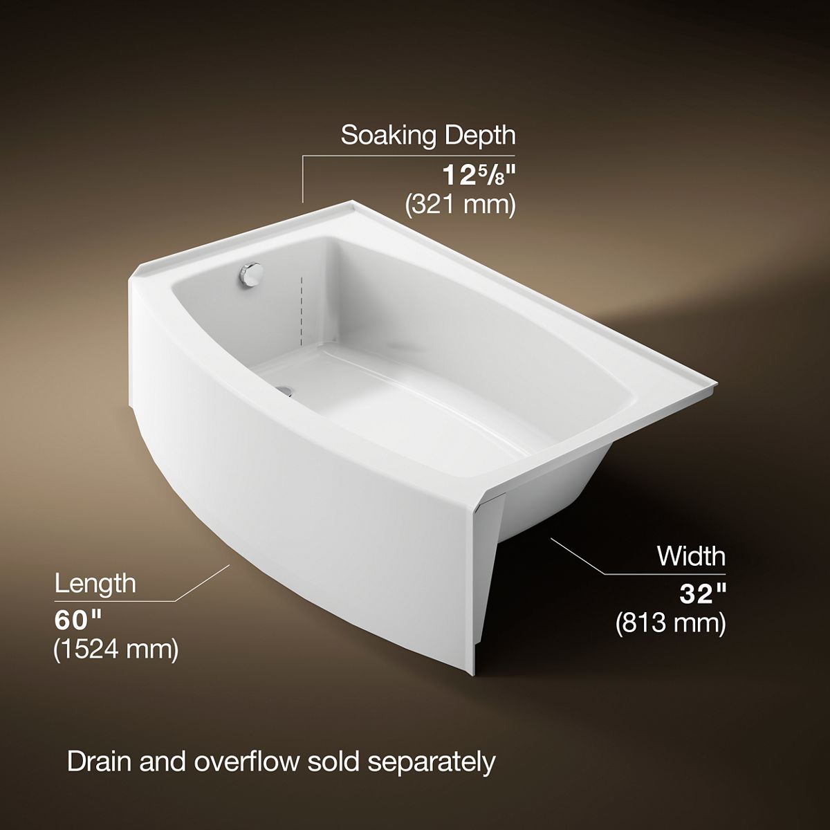 Expanse® 60" x 32" alcove bath, left drain