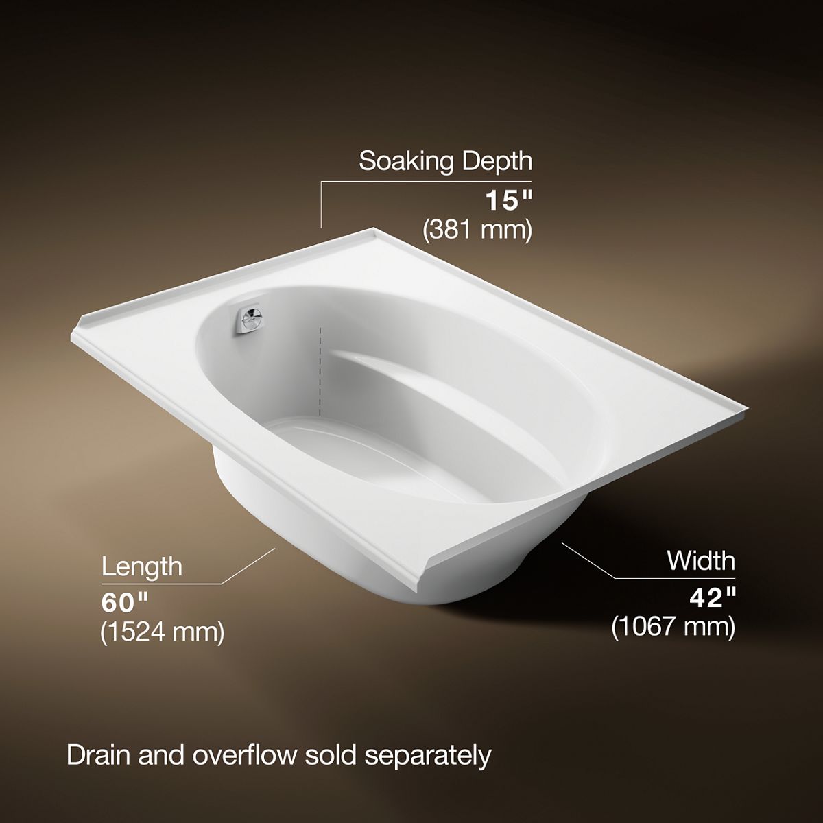 Windward® 60" x 42" alcove bath, left drain