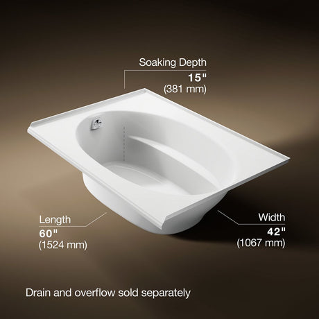 Windward® 60" x 42" alcove bath, left drain