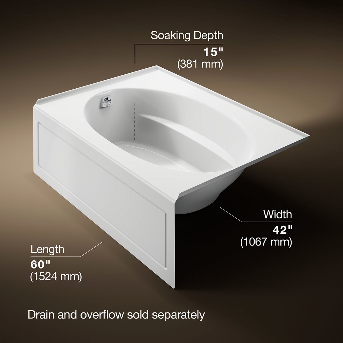 Windward® 60" x 42" alcove bath, left drain