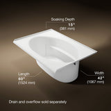 Windward® 60" x 42" alcove bath, right drain