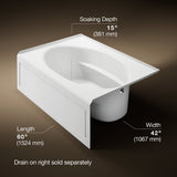 Windward® 60" x 42" alcove bath, right drain
