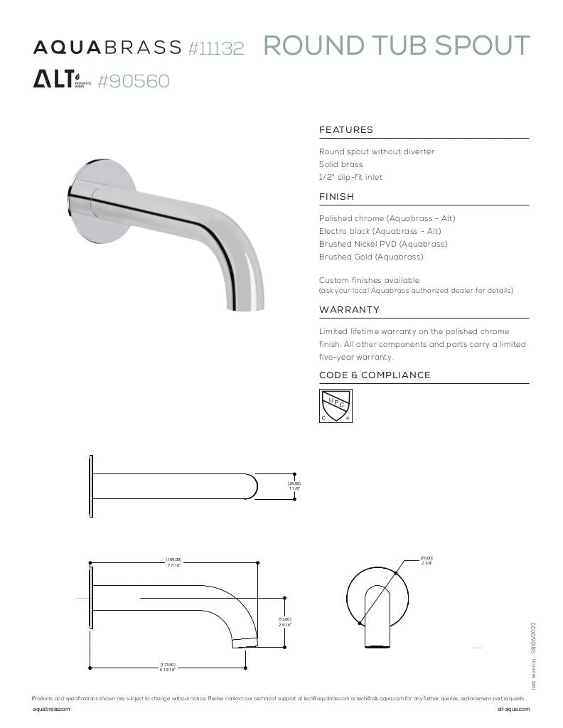 7" round tub spout