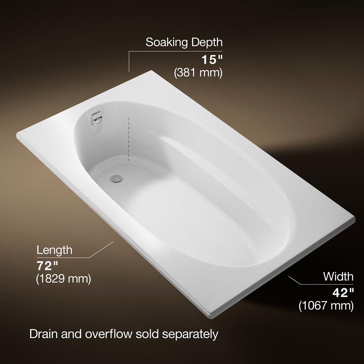 Windward® 72" x 42" drop-in bath