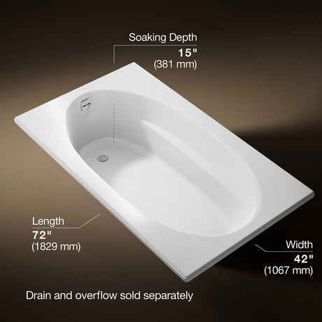 Windward® 72" x 42" drop-in bath