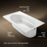 Windward® 72" x 42" alcove bath, right drain