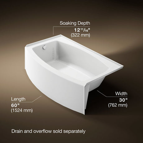 Expanse® 60" x 30" alcove bath, left drain