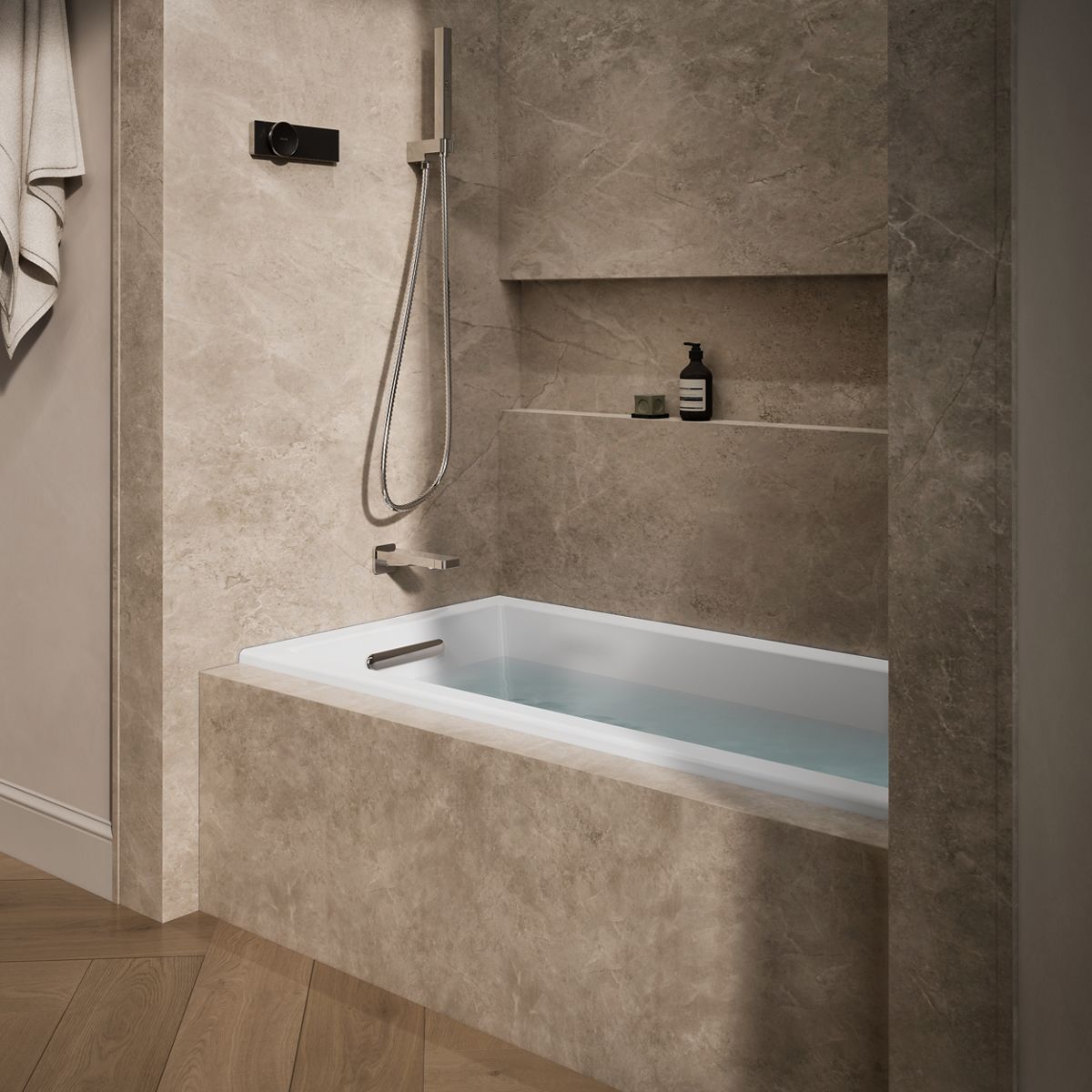 Underscore® 60" x 30" alcove bath with Bask® heated surface, left drain