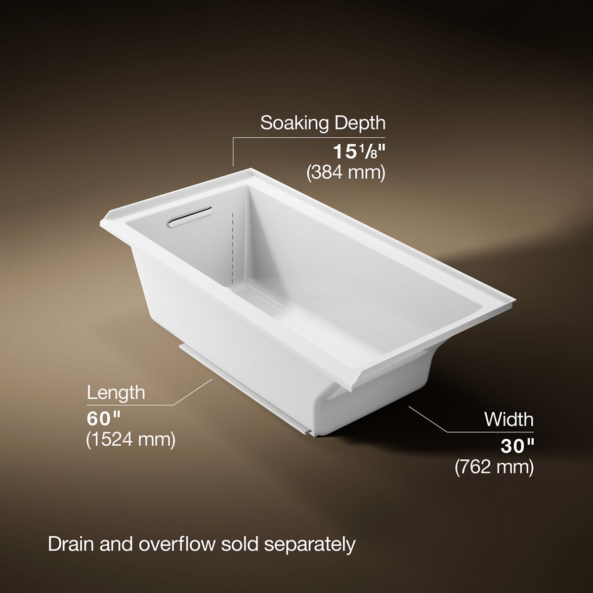Underscore® 60" x 30" alcove bath with Bask® heated surface, left drain