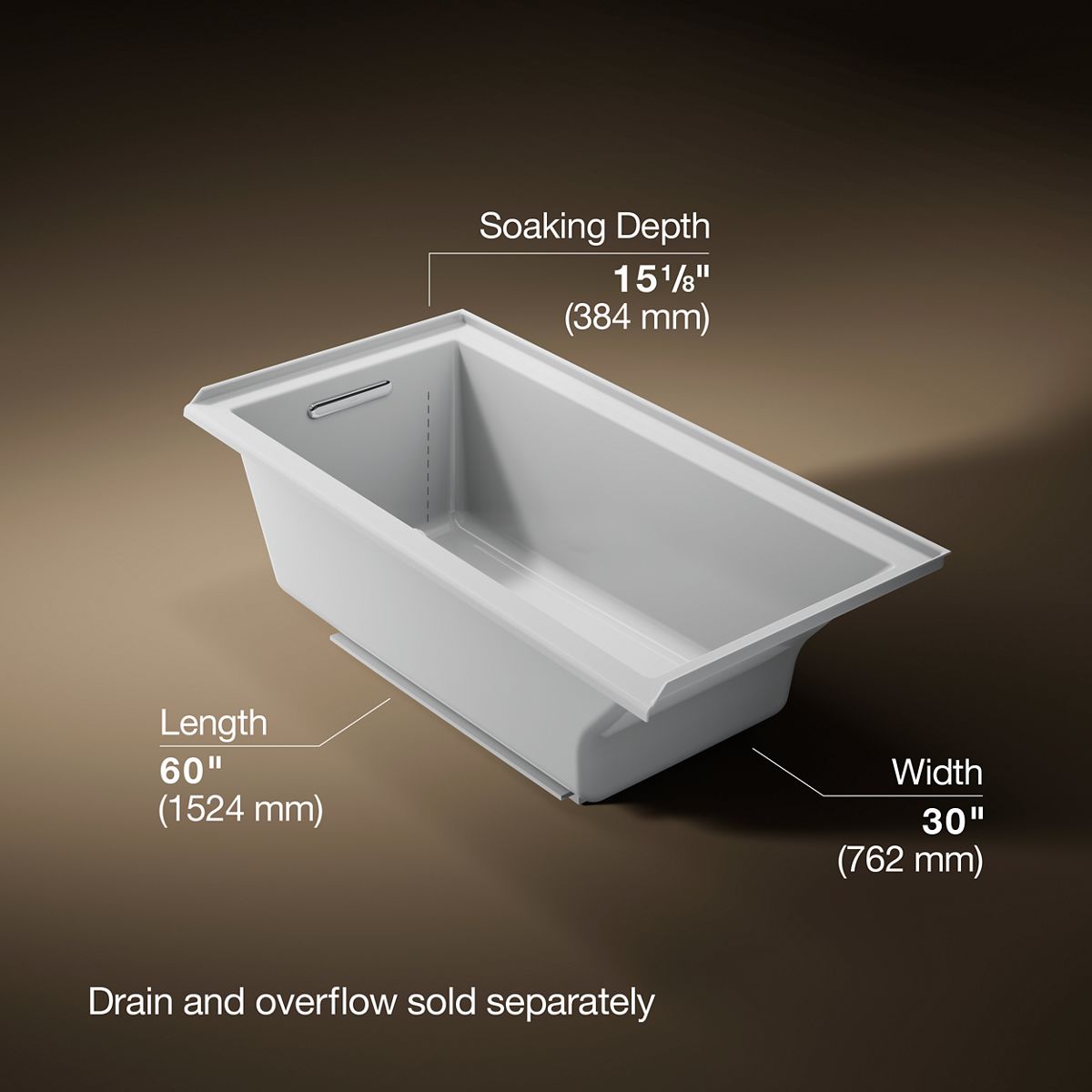 Underscore® 60" x 30" alcove bath with Bask® heated surface, left drain